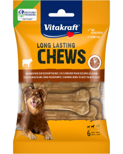 LONG LASTING CHEWS Kauknochen gepresst, 8 cm, 6 Stück