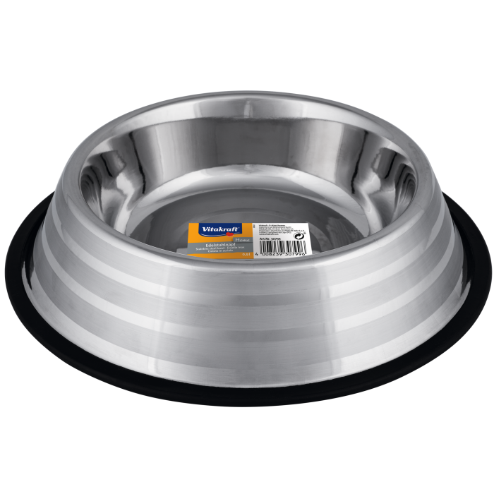 Edelstahlnapf mit Gummiring, 900 ml