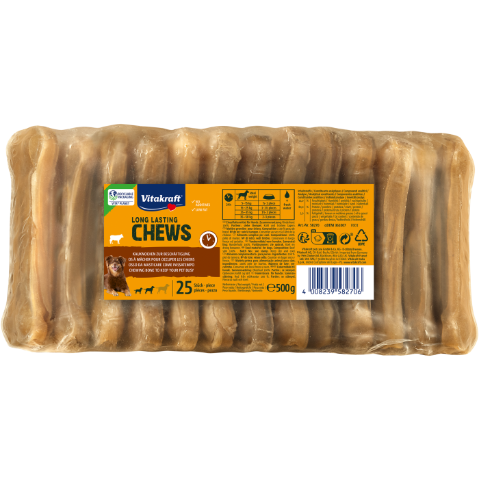 LONG LASTING CHEWS Kauknochen, gepresst, 8,5 cm, 25 Stück