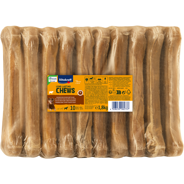 LONG LASTING CHEWS Kauknochen, gepresst, 22cm, 10 Stück