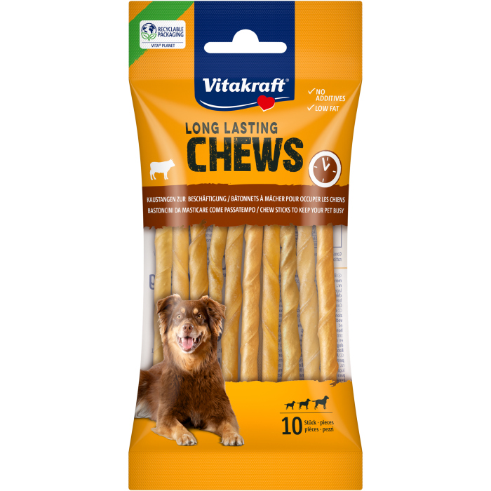 LONG LASTING CHEWS Gedrehte Kaustangen, 12,5cm, 10 Stück